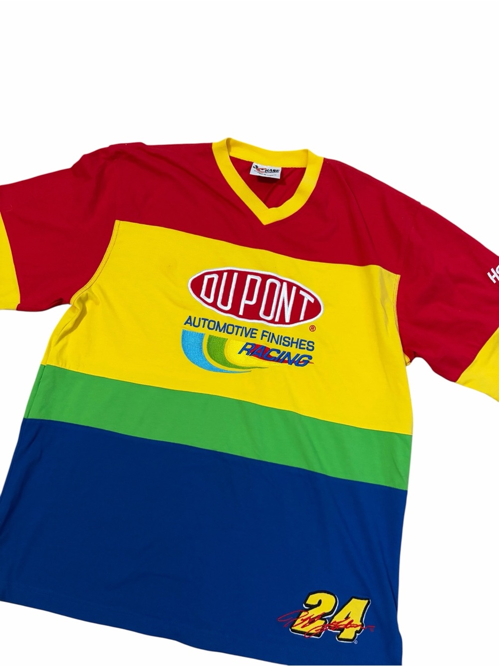 VTG Chase Authentics DuPont Jeff Gordon Striped Racing Shirt Men’s Large 90s